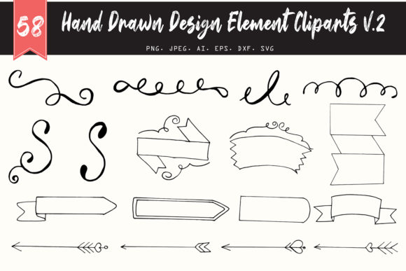 50 Handmade Design Element Cliparts V2: A Creative Powerhouse for Modern Designers