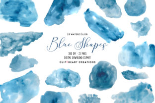 Blue Watercolor Shapes for Creative Projects