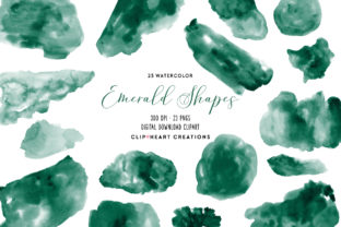 Emerald Watercolor Shapes for Creative Projects
