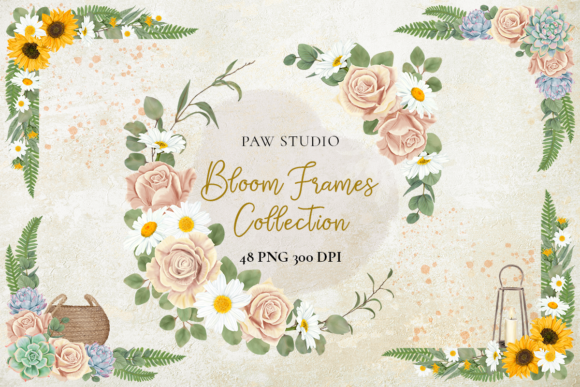 Floral Frame Border Wreath: Boho Clipart
