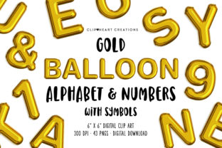 Gold Balloon Alphabet Clipart for Creative Projects