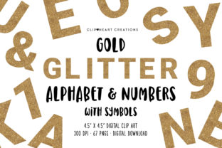 Gold Glitter Alphabet Clipart