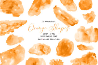 Orange Watercolor Shapes and Hand-painted Watercolor Shapes for Creative Projects