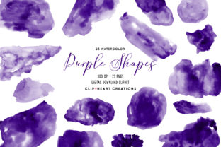 Purple Watercolor Shapes: Creative Design Elements