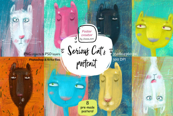 Serious Cat's Portrait - Poster Creator