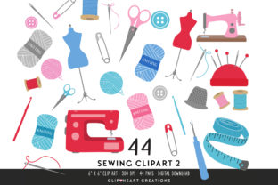 Sewing Clipart Set - Red: A Versatile Resource for Creative Projects