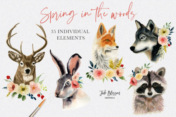 Spring in the Woods - Watercolor Animals