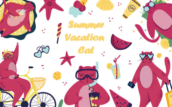 Summer Vacation Cat: A Vibrant Addition to Your Creative Projects